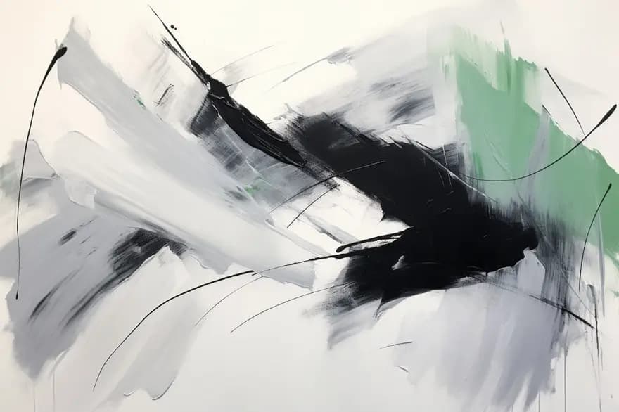 Mint Motion canvas print in black, white, soft grey and fresh mint green