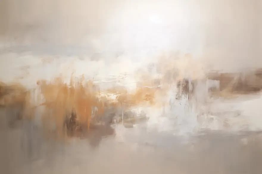 Golden Haze canvas print in cream, sand, warm ochre and muted taupe