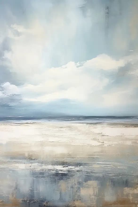 Coastal Light canvas print in pale blue, soft ivory, misty grey and sandy beige