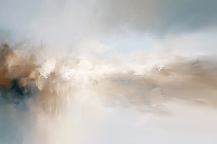 Heaven's Gate canvas print in powder blue, cream, sand and muted charcoal