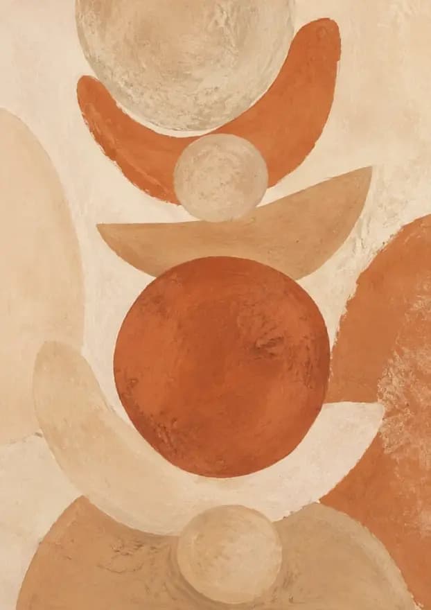 Earthen Orbit canvas print in terracotta, sand and cream