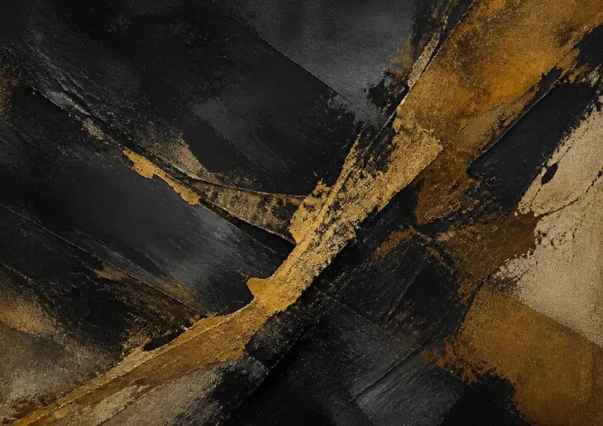 Gilded Fault canvas print in matte black, ochre gold and charcoal