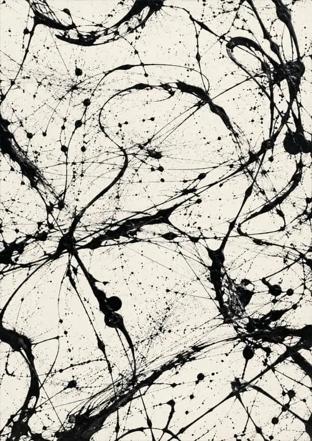 Ink Static canvas print in black drips on a cream field