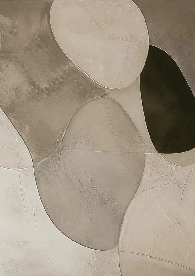 Quiet Stone canvas print in taupe, ivory and dark olive