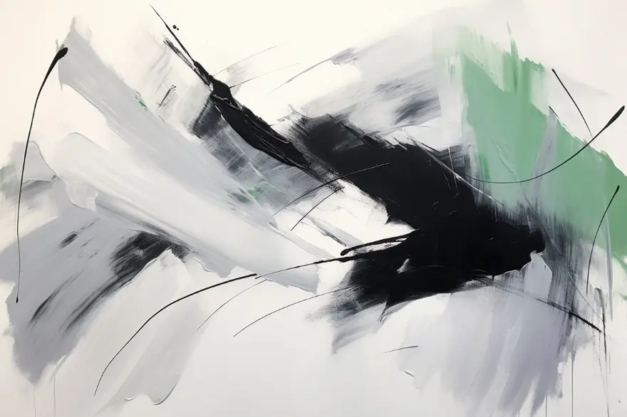 Mint Motion canvas print in black, white, soft grey and fresh mint green