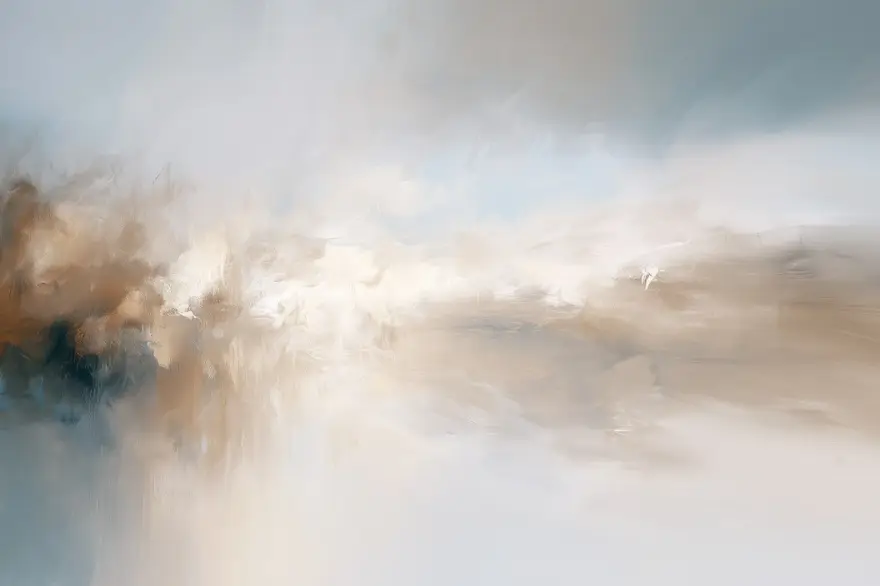 Heaven's Gate canvas print in powder blue, cream, sand and muted charcoal